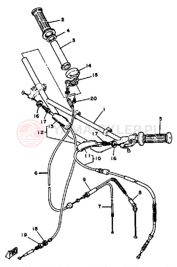 Schemat "Kierownica i osprzęt" do Yamaha MX100J