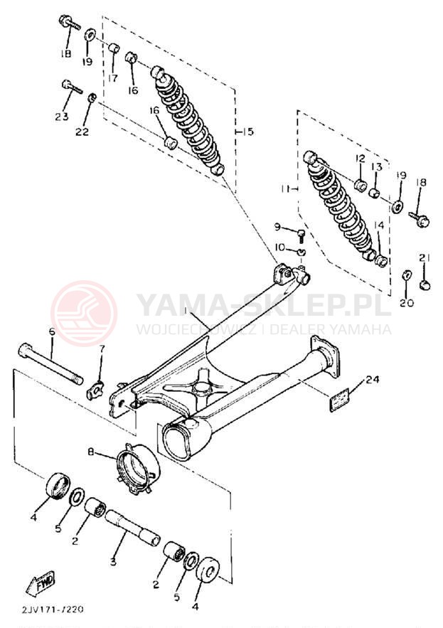 Schemat "wahacz, zawieszenie tył" do Yamaha VIRAGO 535 XV535U