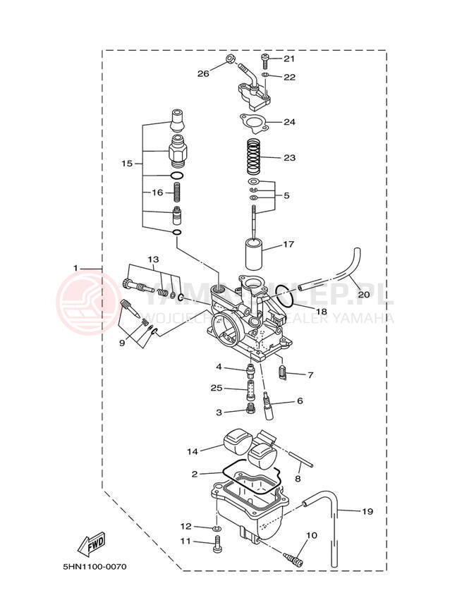 Schemat "Gaźnik" do Yamaha TT-R90E TTR90ET