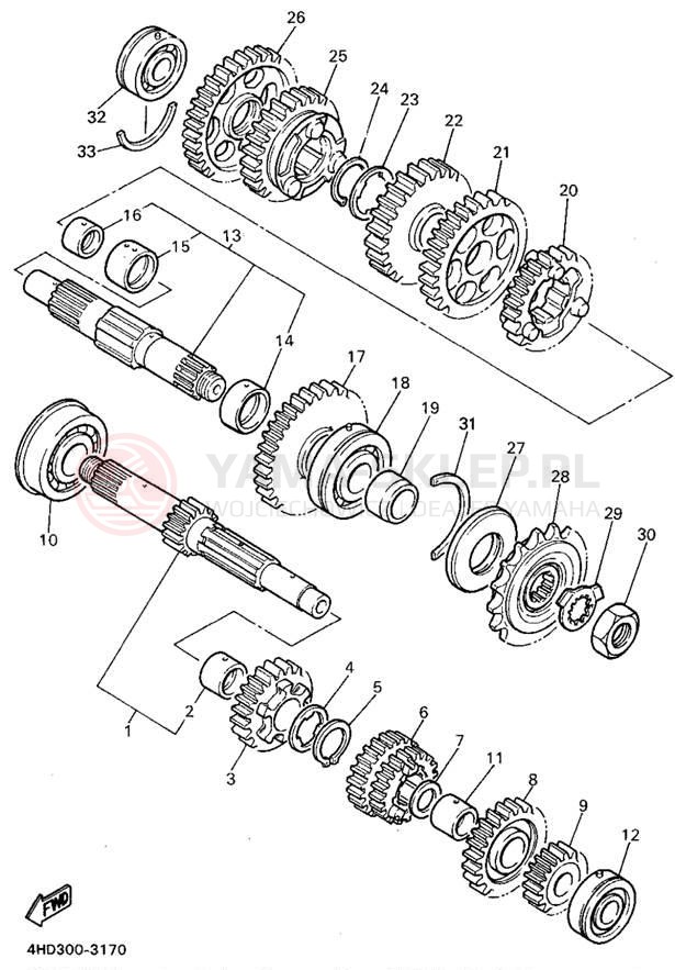 Schemat "Skrzynia biegów " do Yamaha YZF750RF/YZF750RFC