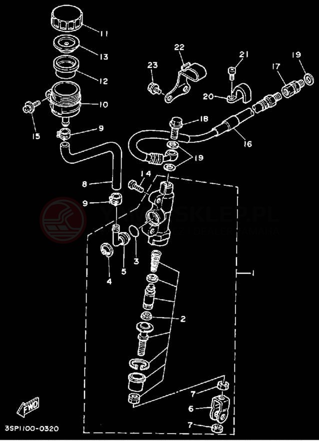 Schemat "Pompa hamulcowa tył" do Yamaha YZ250WRA