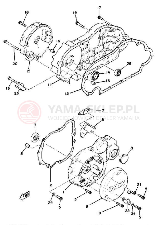 Schemat "Pokrywa silnika" do Yamaha XS750SF