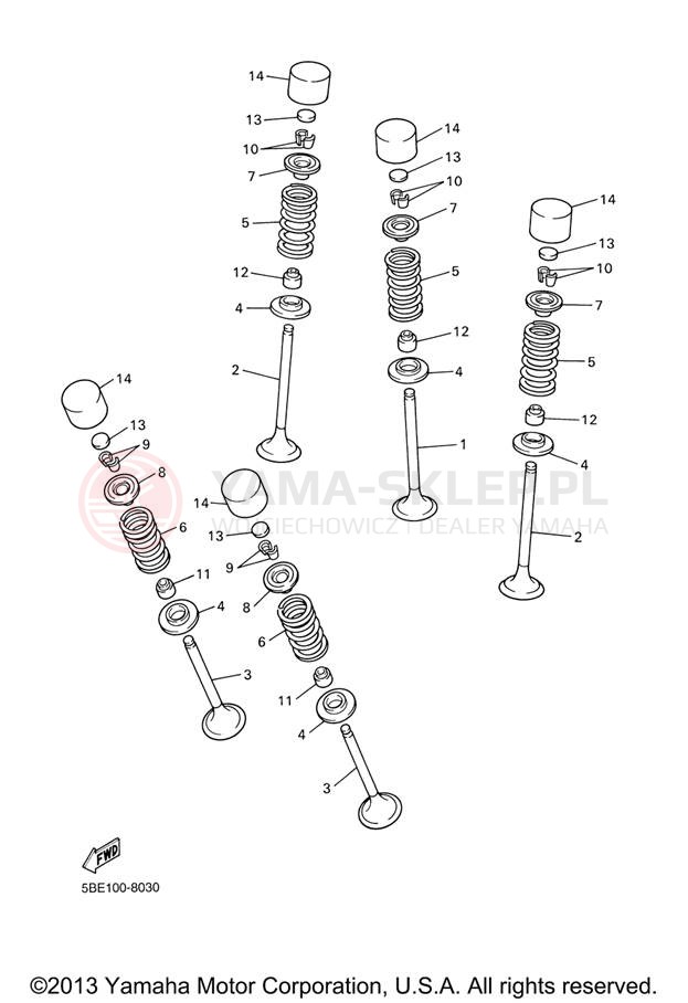 Schemat "zawory" do Yamaha WR450F WR450FX