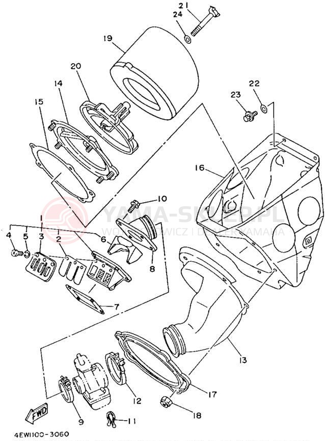 Schemat "Filtr powietrza" do Yamaha YZ250E1