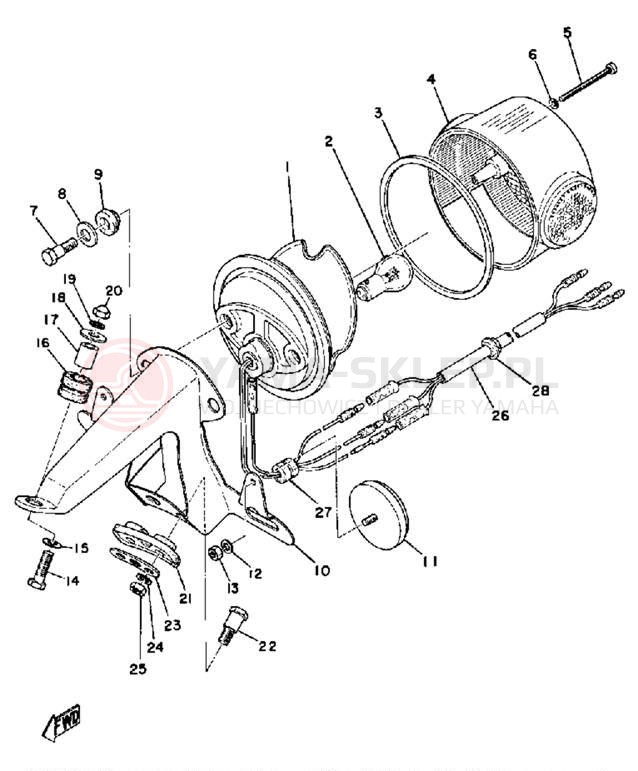 Schemat "Oświetlenie tył" do Yamaha DT175A