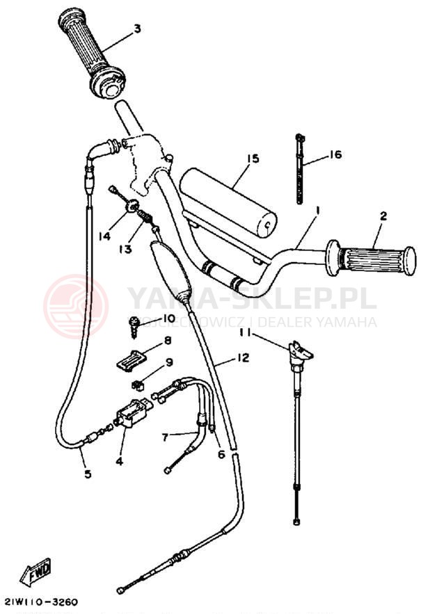 Schemat "Kierownica i osprzęt" do Yamaha Y-ZINGER PW80K