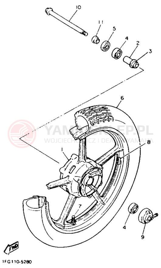 Schemat "Koło przód" do Yamaha MAXIM X XJ700XNC/XJ700XN