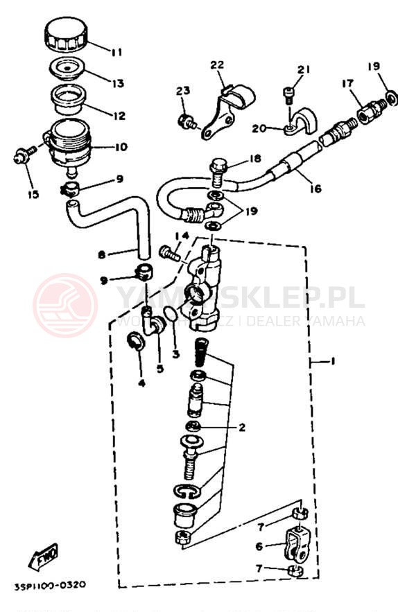 Schemat "Pompa hamulcowa tył" do Yamaha YZ250 YZ250B1