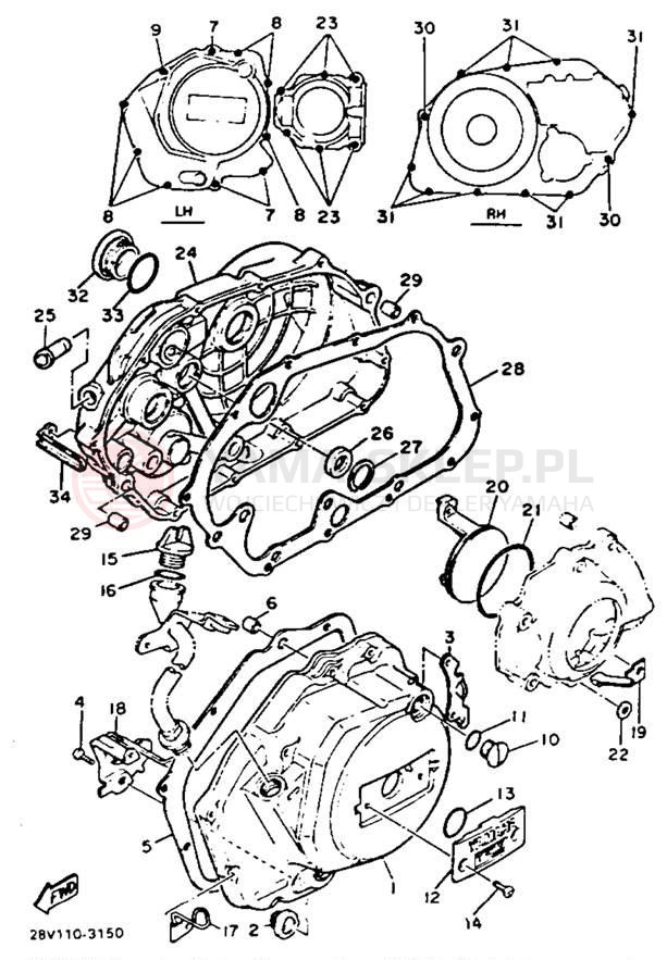 Schemat "Pokrywa silnika" do Yamaha XZ550RK