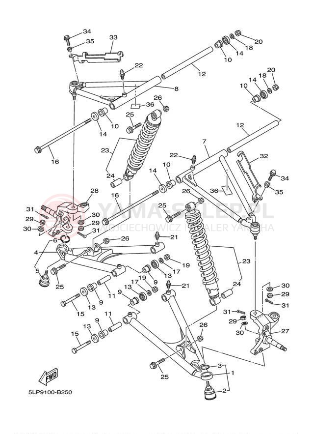 Schemat "Koło przód" do Yamaha 660R RAPTOR YFM660RT