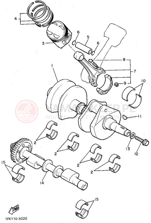 Schemat "Wał korbowy, tłok" do Yamaha V-MAX 1200 VMX12FC/VMX12F