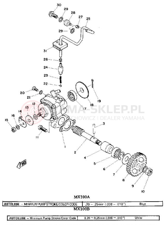 Schemat "Pompa olejowa" do Yamaha MX100A
