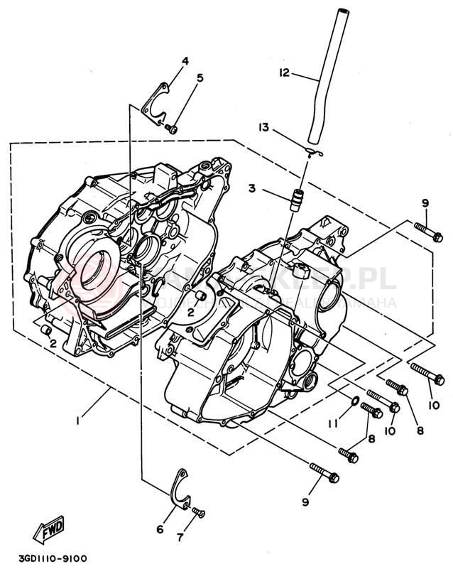 Schemat "Obudowa silnika" do Yamaha WARRIOR YFM350XG