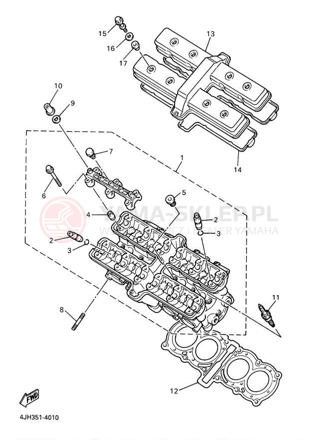 Schemat "głowica" do Yamaha YZF600R YZF600RT/YZF600RTC