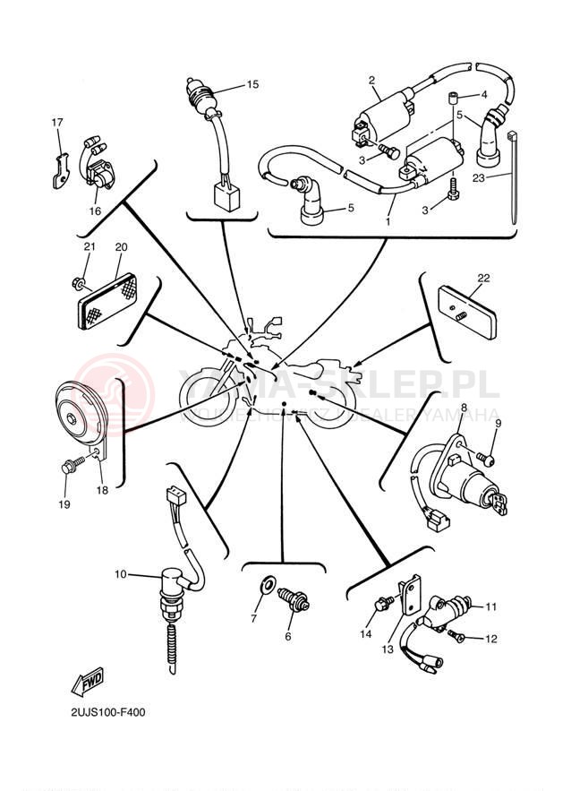 Schemat "układ elektryczny" do Yamaha VIRAGO 250 XV250W1/XV250W1C