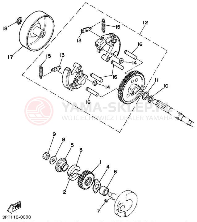 Schemat "sprzęgło" do Yamaha Y-ZINGER PW50G
