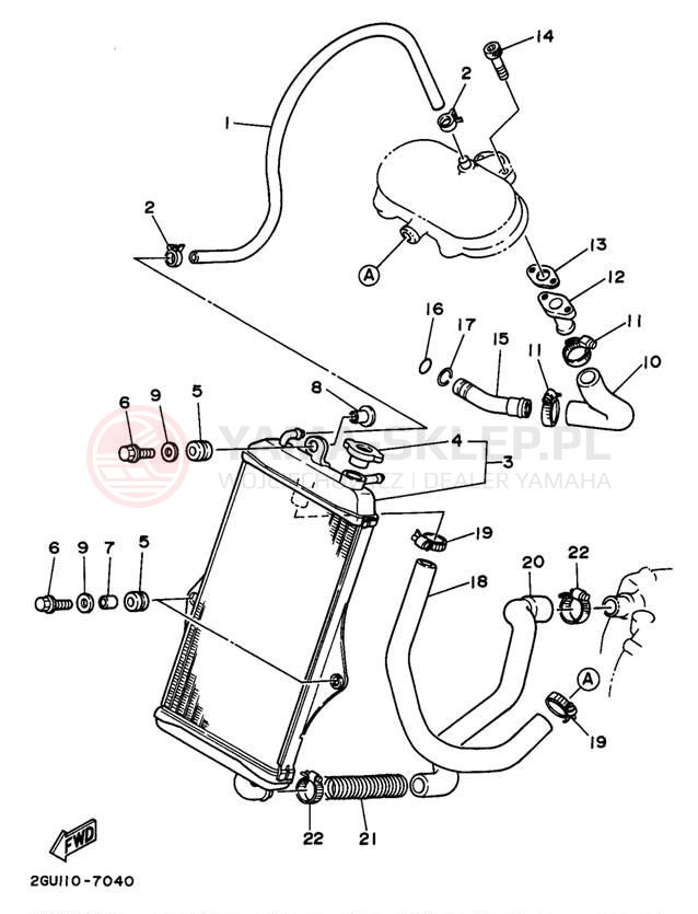 Schemat "Układ chlodzenia" do Yamaha BANSHEE YFZ350K