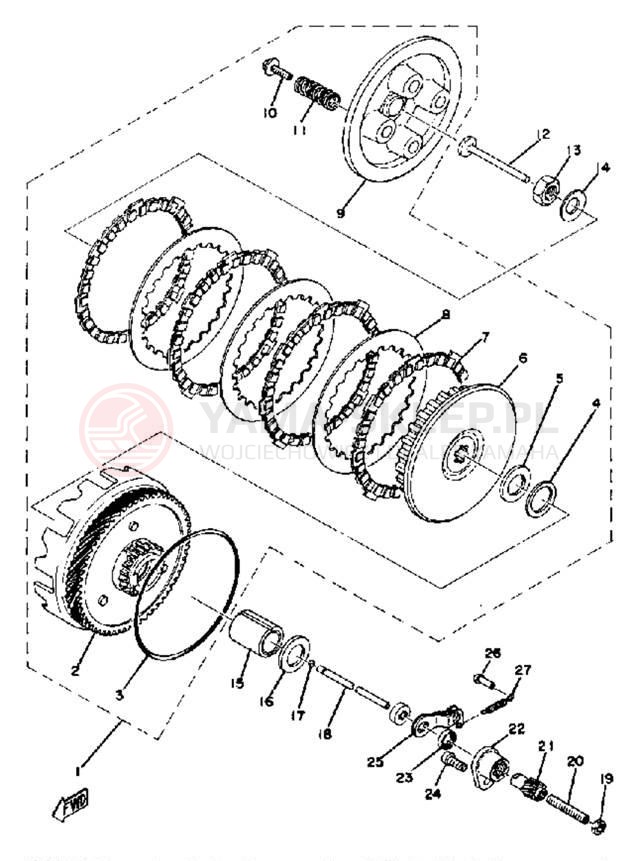 Schemat "sprzęgło" do Yamaha YZ80B