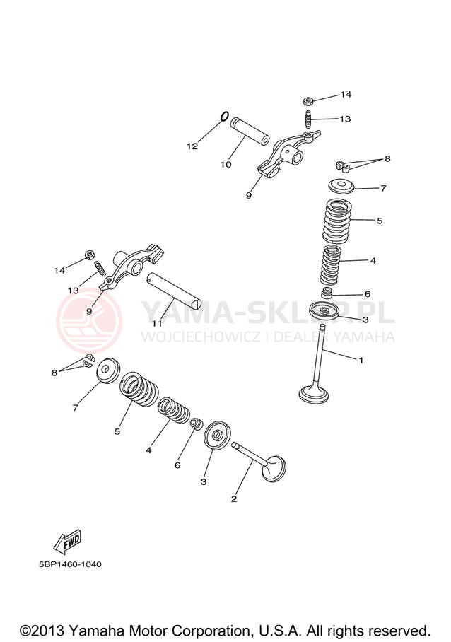 Schemat "zawory" do Yamaha XT250 XT250X/XT250XC