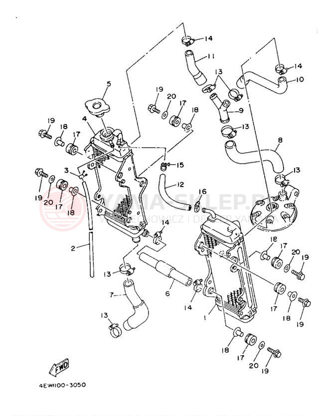 Schemat "Układ chlodzenia" do Yamaha YZ250E