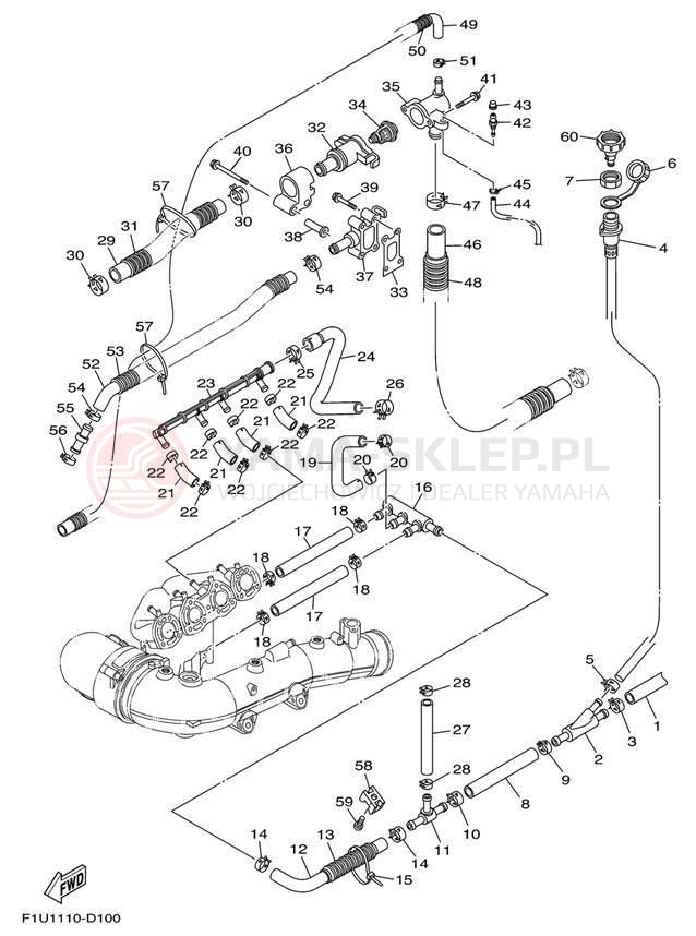 Schemat "Wydech końcowy" do Yamaha AR230 High Output SRT1100AD