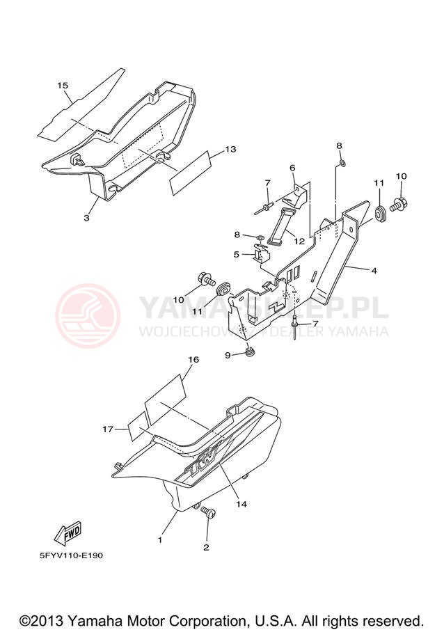 Schemat "Pokrywa boczna" do Yamaha TW200 TW200V/TW200VC