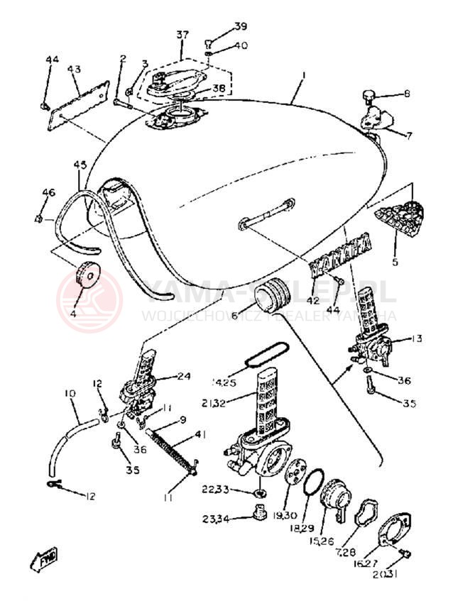 Schemat "zbiornik paliwa" do Yamaha XS850LG
