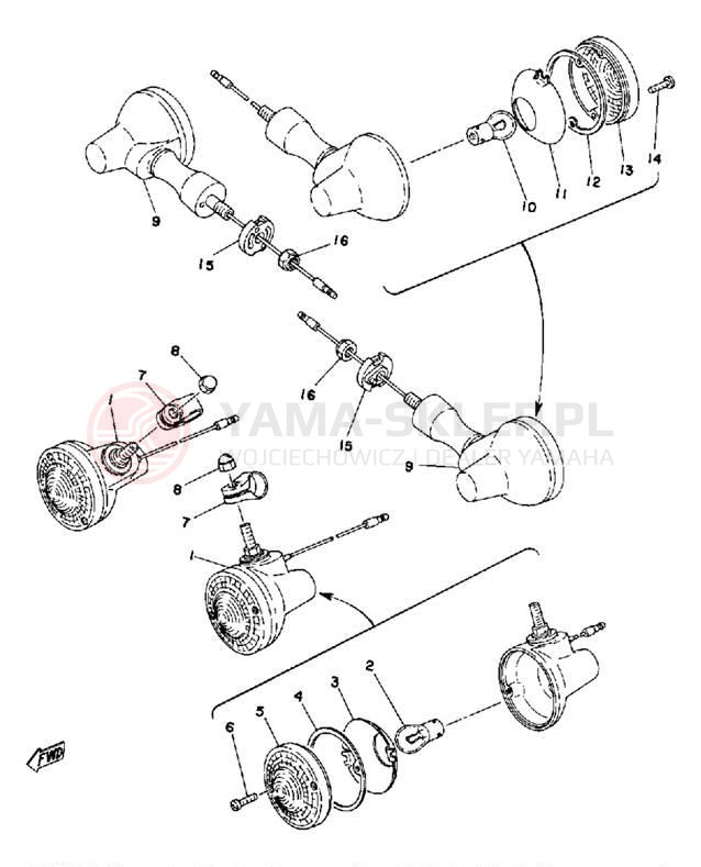 Schemat "kierunkowskazy" do Yamaha DT250F