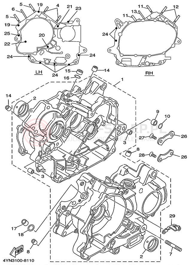 Schemat "Obudowa silnika" do Yamaha VIRAGO 535 XV535MC/XV535M