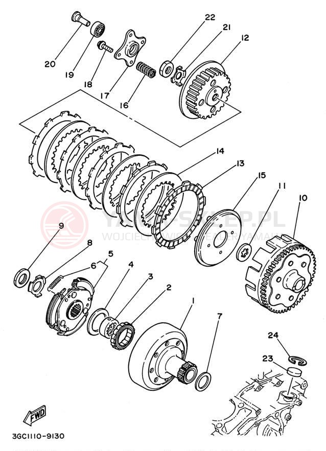 Schemat "sprzęgło" do Yamaha YFB250H_MN/YFB250UH_M