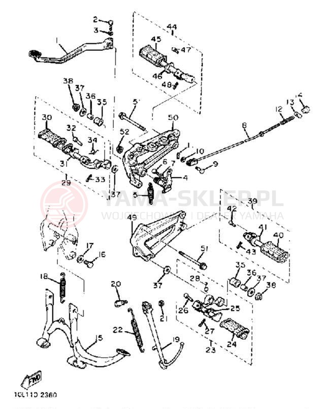 Schemat "Stopka postojowa i podnóżki" do Yamaha XV920K