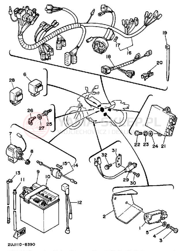 Schemat "układ elektryczny" do Yamaha ROUTE 66 XV250UC/XV250U