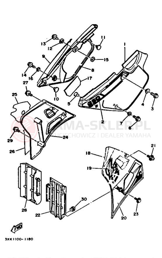 Schemat "Pokrywa boczna" do Yamaha YZ250 YZ250B1