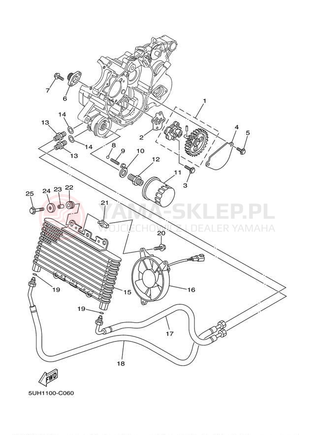 Schemat "Pompa olejowa" do Yamaha BRUIN 350 4X4 YFM35FAT