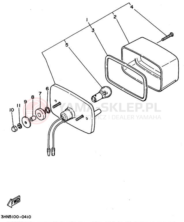 Schemat "lampa tył" do Yamaha KODIAK 4WD YFM400FWF_