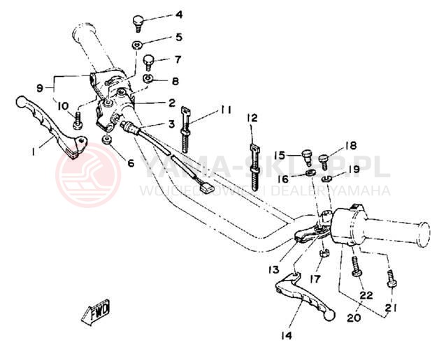 Schemat "Kierownica i osprzęt" do Yamaha DT175G