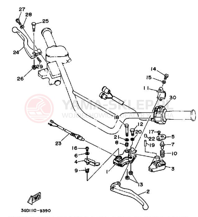 Schemat "Kierownica i osprzęt" do Yamaha WARRIOR YFM350XW