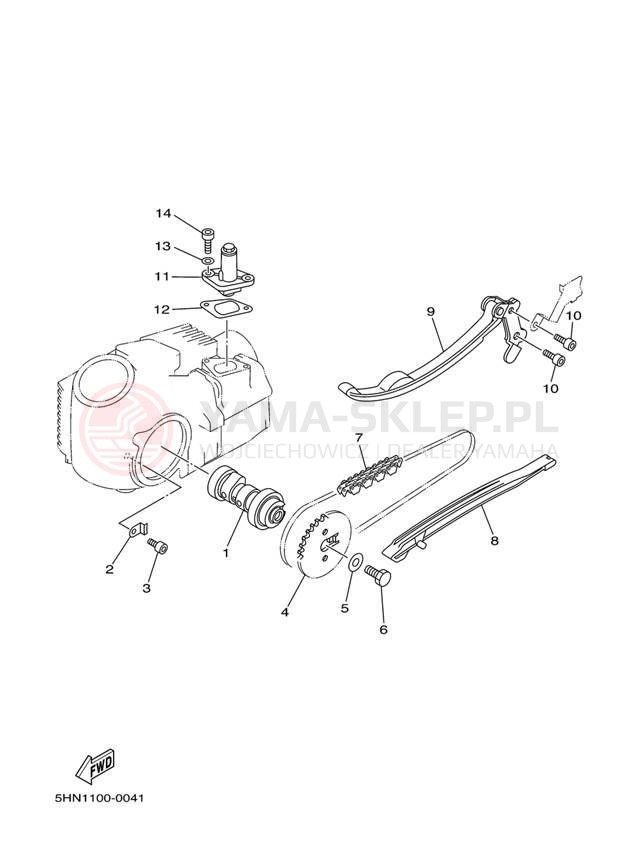 Schemat "Rozrząd - łańcuszek" do Yamaha TT-R90E TTR90ET