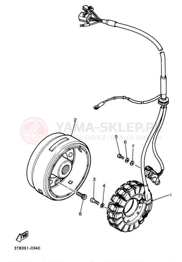 Schemat "prądnica" do Yamaha XT600EEC/XT600EE