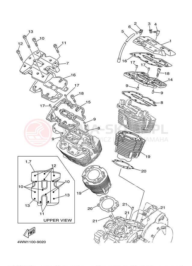 Schemat "cylinder" do Yamaha ROAD STAR XV1600AMC/XV1600AM