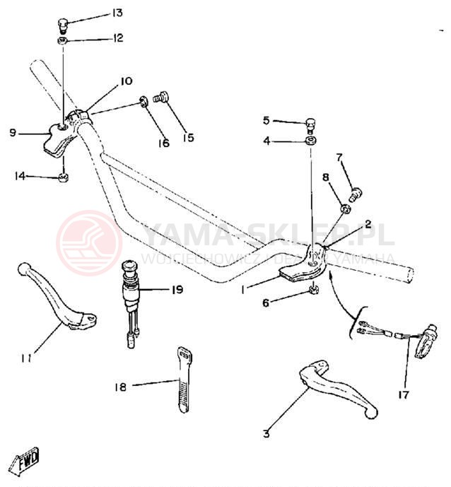 Schemat "Kierownica i osprzęt" do Yamaha IT250H