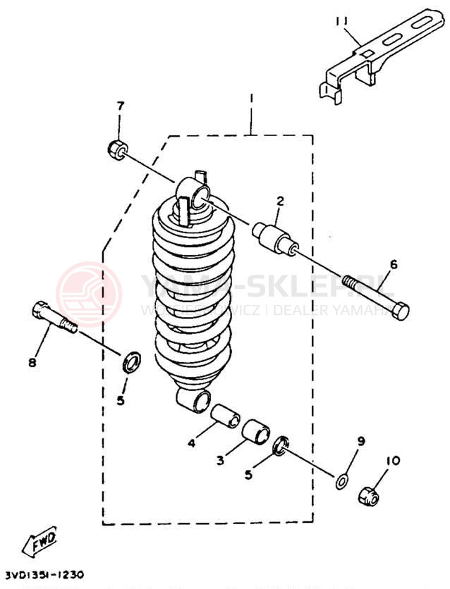 Schemat "zawieszenie tył" do Yamaha TDM850 TDM850DC/TDM850D