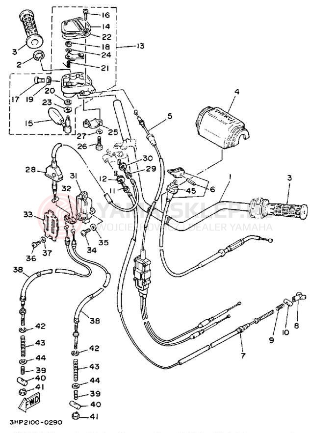 Schemat "Kierownica i osprzęt" do Yamaha MOTO-4 YFM350ERA