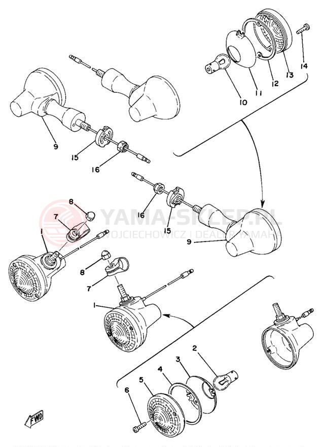 Schemat "kierunkowskazy" do Yamaha DT400D/DT250D
