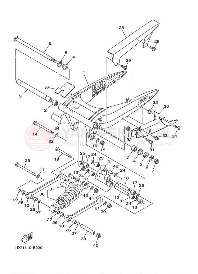 Schemat "wahacz, zawieszenie tył" do Yamaha STRATOLINER XV19CTYCS/XV19CTYS