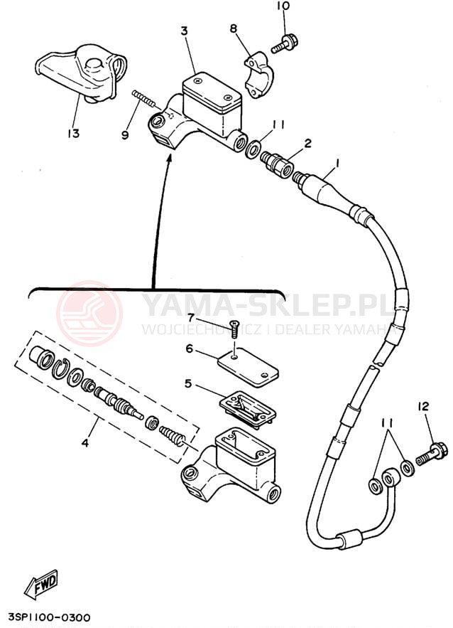 Schemat "Pompa hamulcowa przednia" do Yamaha YZ125F1