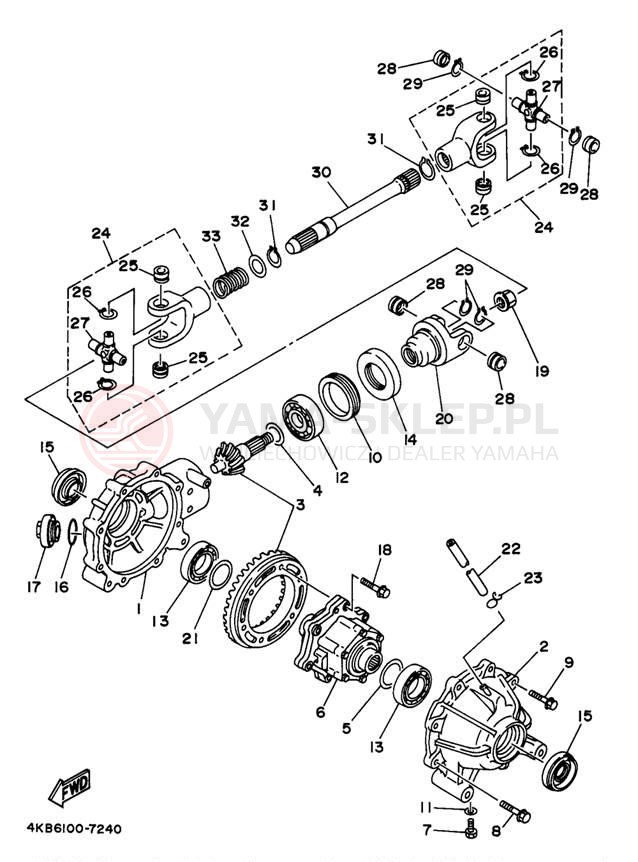 Schemat "Wał napędowy przód" do Yamaha WOLVERINE YFM35FXJ