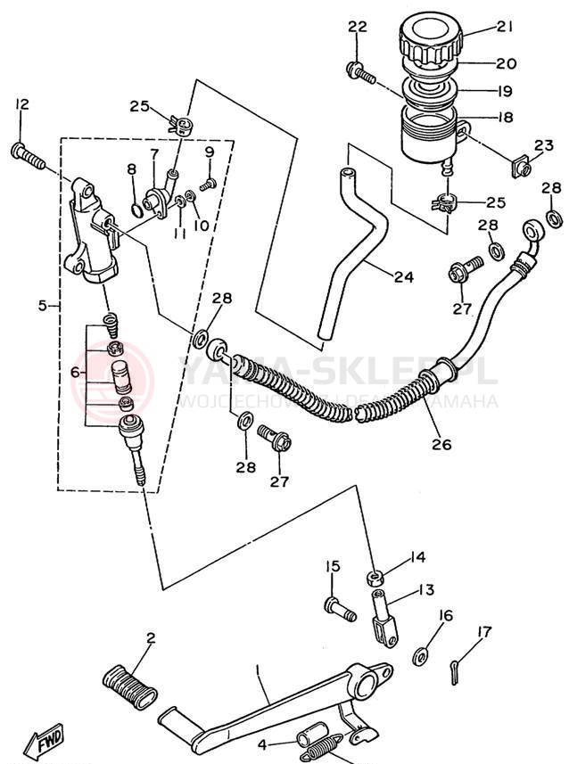Schemat "Pompa hamulcowa tył" do Yamaha FZR600RLC/FZR600RL