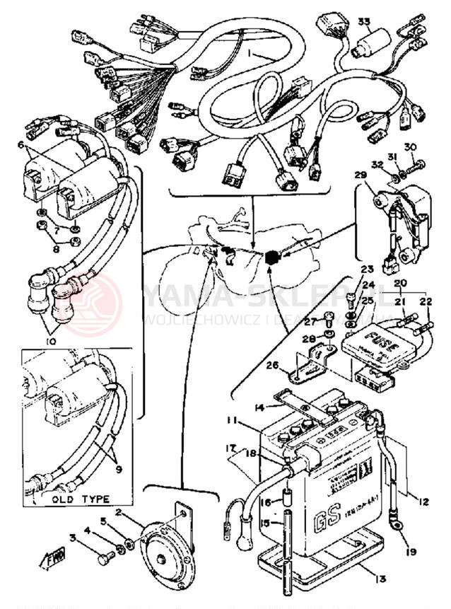 Schemat "układ elektryczny" do Yamaha XS360C