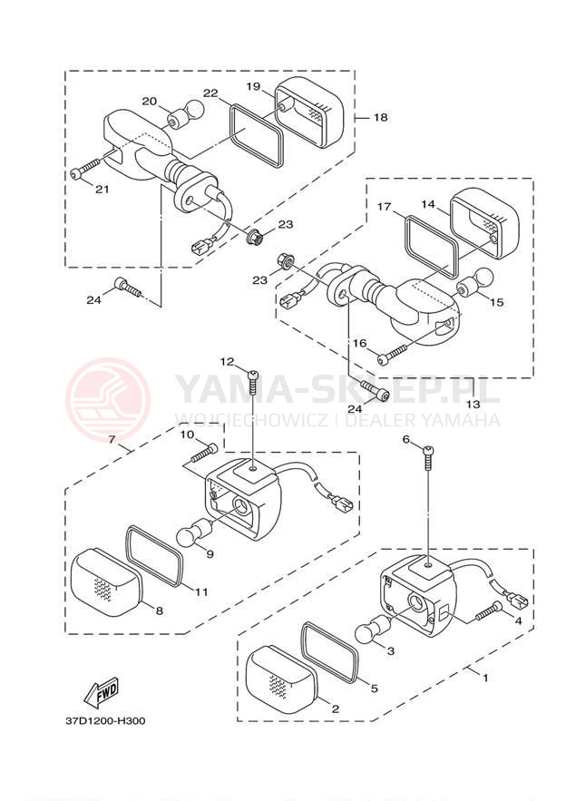 Schemat "kierunkowskazy" do Yamaha ZUMA 125 YW125EO/YW125EGY